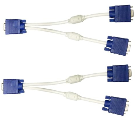 Kisangel Vga Splitter Kabel 0,3m – 1-in-2-out Vga Video Splitter Adapter Konverter Male 2 Stück Female Für Monitor Bildschirm Verteilung Und Spiegelung