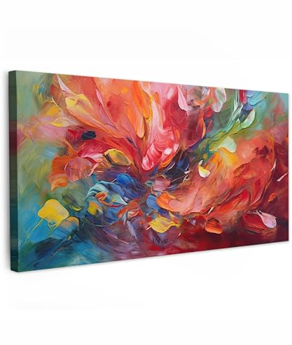 MuchoWow© Leinwand Bilder XXL Deko Schlafzimmer Aesthetic Große | 160x80 cm - Leinwandbilder Wohnzimmer Gemälde Foto Geschenk Living Room Decoration Ölfarbe - Kunst - Abstrakt - Bunt