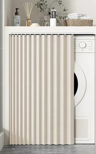 Cortina De Lavadora,Cortinas De Gabinete Con Rieles Deslizantes Cortinas De Armario Cocina Impermeables Cortinas Multifuncionales Cortina De Gabinete De Zapatos Prueba De Polvo C,W60cm/H 80cm