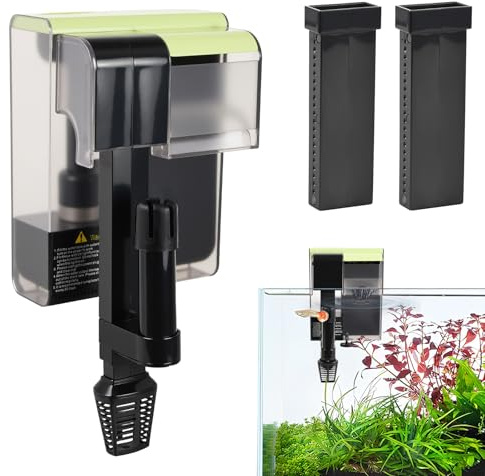 Litinliv Filtro Acquario da 450L/h, Filtro Esterno per Acquari con UVC, Flusso d'Acqua Regolabile, Circolazione di Ossigeno, 4-in-1 Filtro a Cascata Silenzioso per Acquari da 10-100L