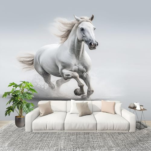 Papel Pintado Panorámico Animales Hd Caballos - Fotomurales - Grandes Murales Blanco Póster para Salón, Adulto Habitación de los Niños, Estudio Decoración 350x256 cm