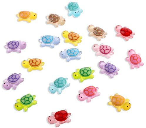 Jxiwfvl Lot de 30 mini tortues en résine phosphorescentes - Figurines d'animaux de mer - Petites figurines en résine - Décoration marine pour maison de poupée miniature, décoration de jardin, paysages