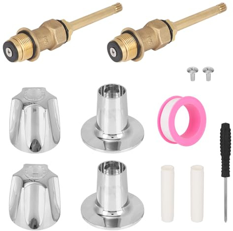 2pcs Bathtub Shower Trim Kit Shower Knob Replacement for Price Pfister | Plastic, Hot/Cold Faucet Handle Repair Fixture, Including Flanges Base & Valve Stem