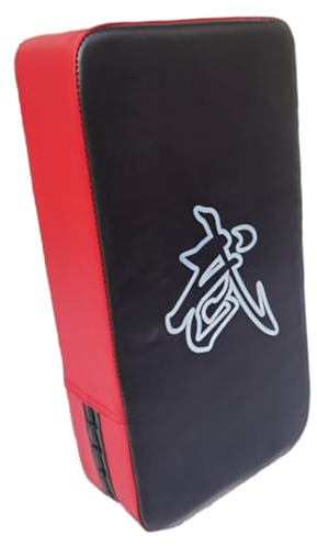 Veemoon Coussin de Frappe Épais en PU Noir Bordure Rouge, Bouclier de Coup de Pied pour Arts Martiaux et Kickboxing, Protection Corporelle pour Entraînement Taekwondo et Muay Thaï