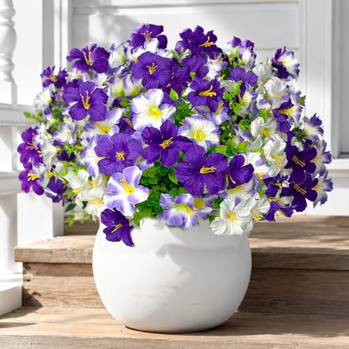 Jadeunm 6 Bündel Künstliche Blumen für Draußen Wetterfest | Kunstblumen wie Echt Balkonpflanzen Wetterfest, UV-beständig Plastikblumen Fake Pflanzen für Balkon Garten Fensterbank
