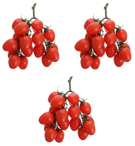 TOYANDONA Set of 3 Artificial Cherry Tomatoes - Fake Fruit, Food Photography Props, Fake Vegetables for Kitchen Home Decor, Festival Cabinet Decoration