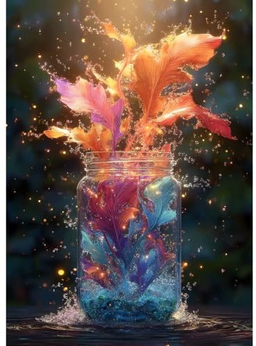 Luneko Jigsaw Puzzles für Erwachsene, 1000 Teile, Herausforderung, unmöglich und schwierig, Flaschenwelt, Naturlandschaft mit Wasserspritzern, 1000 Teile, Wanddekoration, 70 x 50 cm | Schwierigkeits-Puzzles World in a Bottle Splash Water Natural Scenery 1000 Stück Puzzles als Heimwanddekoration
