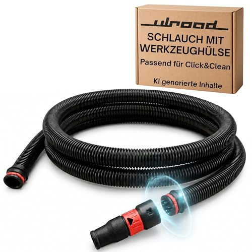 ULROAD 1,5 m dammsugarslang lämplig för Bosch Professional GAS 18V-10 L batteridammsugare – reservslang inklusive verktygshylsa och klickanslutning