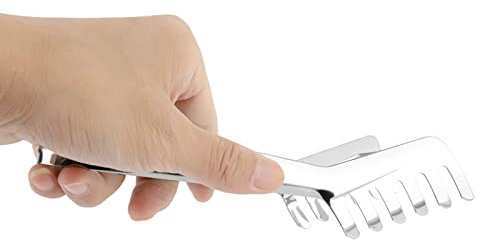 Jenivaint Pinzas de Acero Inoxidable en Forma de Peine, Pinzas de Espagueti Ergonómicas 19 X 9 X 1,5 Cm, Agarrador de Pasta Integral para Cocina, Fideos de Pan y Pasteles