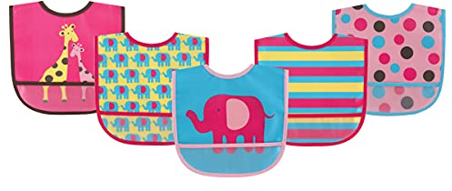 Luvable Friends Baby-Lätzchen, wasserdicht, PEVA, Rosa Giraffe, Einheitsgröße