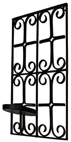 Mediterraner Wandkerzenhalter Athera modern aus Eisen in Schwarz 50 cm