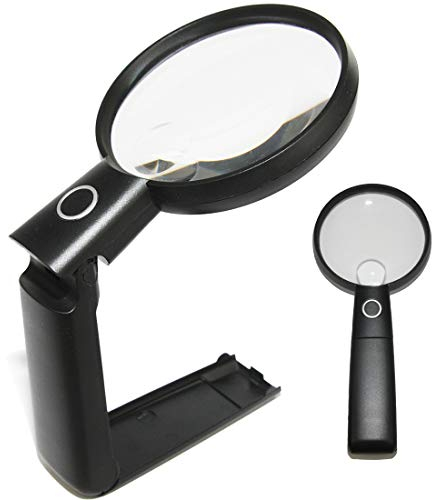 Easy Magnifier Große Stand Leselupe 2.0/4.0fach mit Heller LED; Vergrößerungsglas Zum Lesen Von Büchern, Tischlupe mit Ständer;