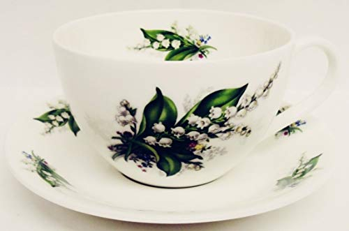 Lily of The Valley Breakfast Cup & Saucer Fine Bone China Lilies Large Cup Saucer Set Hand Decorated in UK