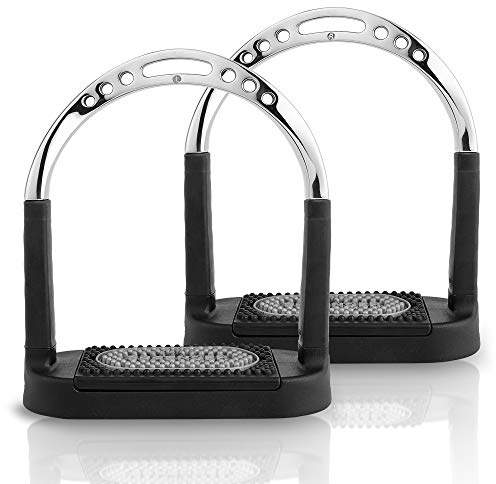 Sprenger Sicherheits-Steigbügel gedreht Flexcite, zur Entlastung des Fußgelenks I Bügel mit einerTrittfläche von 120 mm, gelenkschonend, Edelstahl