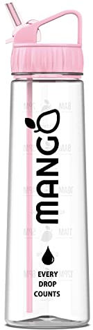 MANGO 900ml Motivational Water Bottle with Straw Sports Tumbler with Time Markings - Refillable Pink Water Bottle with Straw for Hydration - Leakproof, Durable Design for Women and Men