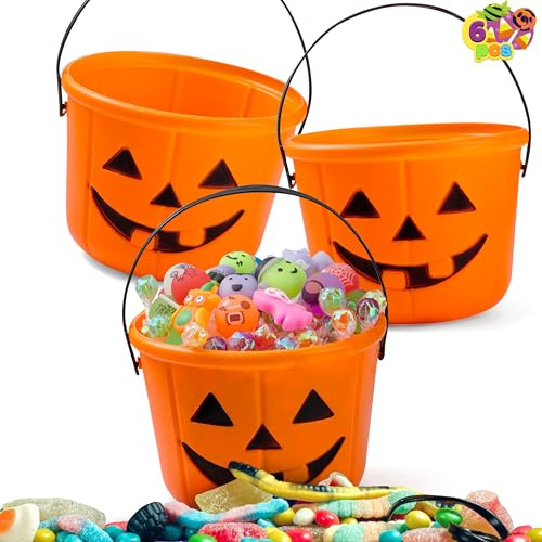 JOYIN Halloween Trick or Treat Eimer kürbis Jack o Lantern Halloween Party Supplies kürbis süßigkeiten Korb mit Griff Eimer (6-Pack)