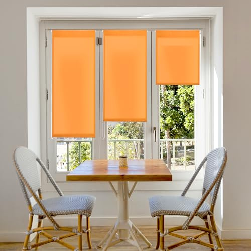 Blindecor Plain - Aure “No Tools Required”. Translucent Roller Blind, Orange, 62x180 cm (width x height)
