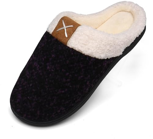 Mishansha Pantuflas Invierno Espuma Memoria Hombre Mujer, Morado, 44/45