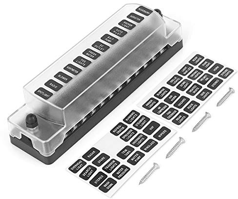 12-Wege Blade Sicherungsblock mit Abdeckung Sicherungskasten Halter | Gerät Name Tag, Für Fahrzeug, Für Boot, Für Marine