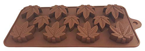 Moule à pralines en silicone feuille de chanvre I Moule à glaçons en silicone I Moule à chocolat I Moule à chocolat I Moule à chocolat I 22,5 x 10 x 1 cm I Feuille de cannabis I Couleur : marron