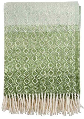 Klippan Havanna Wolldecke 130x200 cm grau, Lime, grün, dunkelgrün