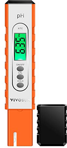 VIVOSUN Medidor de pH Digital 0,01 Precisión con ATC, Rango 0-14 pH, Tester de Calidad de Agua para Hidroponía, Agua Potable, Piscina y Acuarios, Color Naranja