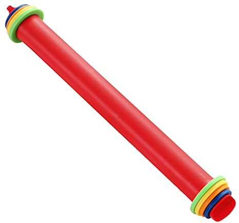 Mattarello Regolabile in Silicone con Anelli di Spessore, per Cuocere La Pizza con Biscotti, Rullo per Pasta in Acciaio Inossidabile Stile Francese 44 * 4 Cm