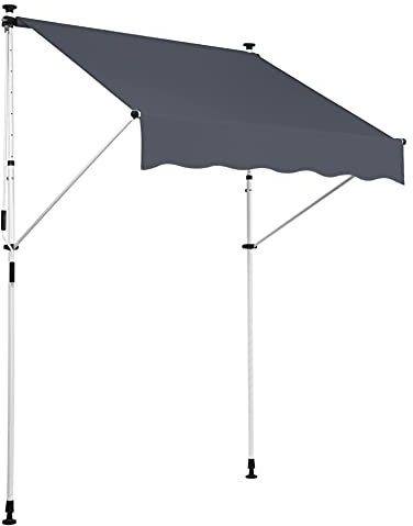 CLP Auvent A Pince Westerly avec Cadre en Acier Inoxydable I Store Protecteur Anti UV Hydrofuge Et Anti-Salissures I Marquise, Couleur:Anthracite, Taille:200x120 cm