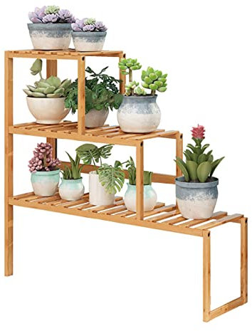 XJHOME Blumentreppe Blumenregal, Pflanzentreppe Blumenständer Holz, Pflanzenregal Garten, Holzregal mehrstöckig für Garten, Terrasse und Balkon Blumentöpfe Regals (Size : 63.5cmx13cmx61cm)