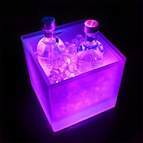 JYCAR Seau à glace LED de 3,5 L, multicolore, en plastique, pour champagne, vin, boissons, bière, vin, glace, restaurant, bar, discothèque, karaoké, pub