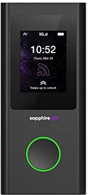 TravelWiFi Sapphire 5G Mobile Hotspot, Portable WiFi Hotspot for Travel, CloudSIM Technology, Large Touch Screen, Network Congestion Monitoring, Preloaded 5GB Free Global Data, Optional Sim Card Slot