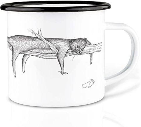 Ligarti® Emaille Tasse (leicht & robust) | Design Cup, Camping Becher handveredelt in Deutschland | Kaffeetasse, Emaillebecher