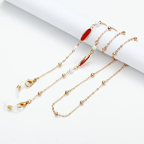 Brillenkette Trendy Gold Sonnenbrille Kette Für Frauen Kristall Perle Anhänger Brille Ketten Anti-Drop Lanyard Halskette Brillen Schmuck 01