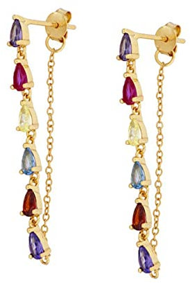 Hoisy Tropfen Ohrringe Braut, Braut Ohrringe Zirkonia mit Buntem Zirkon Gold Marquise Ohrring Ohrpiercing