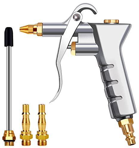 Air Blow Gun, Compressor Accessories - Nozzle Duster Cleaner with 2Pcs 1/4 BSP & Extension Nozzle, Airline Tools
