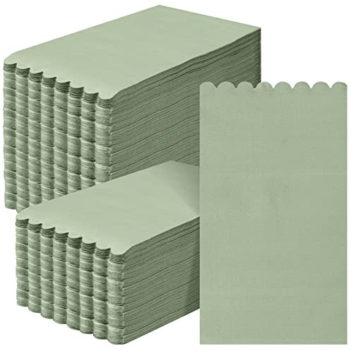 Glenmal 100 Pcs Paper Disposable Napkins 2 Ply Dinner Guest Cocktail Napkins Hand Towels for Wedding Spring Birthday Party Bridal Anniversary Reception, 13 x 16 Inches (Green)