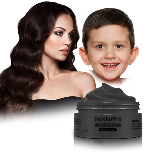 HaiolorPro Noir Cire Colorante Cheveux Homme et Femme, Gel Spray Colorant Cheveux pour Enfants, Maquillage de Coloration Temporaire Cheveux Fêtes ou Cosplay (Noir)