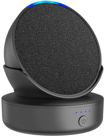 PlusAcc Akku für POP - Tragbare Akkustation，Batterie für Wohnzimmer Küche Schlafzimmer Outdoor für Google Nest POP (Ohne Lautsprecher) (Schwarz)