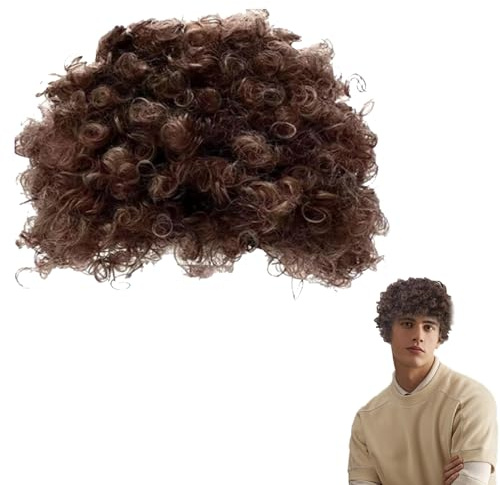 ZALHIN Unisex Afro Perücke 70er Jahre Funky Hippie | Hitzebeständig, Weiche federnde Locken, Für Fasching, Für Halloween, Für Kostüm