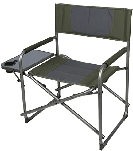 ArhaR Übergroßer Regiestuhl mit Beistelltisch für den Außenbereich, grüner Stoff, Campingstuhl, Outdoor-Stuhl, Campingstuhl