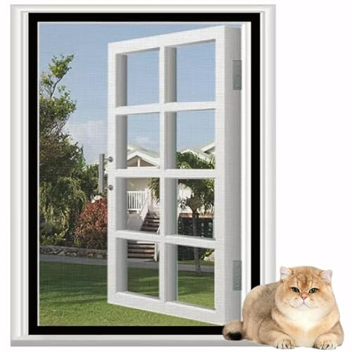 Yuly Katzensicherheitsnetz für Fenster, Fliegengitter, individueller Größe | Katzenschutz mit Reißverschluss für Balkon, selbstklebendes Netz, Insekten selbstklebend, Fliegengitter