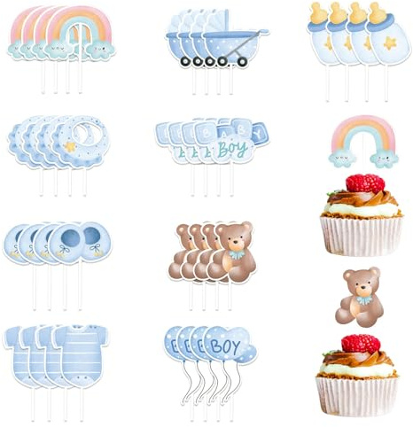 36 Stück Jungen-Partyeinsätze, Kuchendekoration, Baby-Kucheneinsätze, Cupcake-Einsätze Für Gender-Reveal-Party, Babyparty