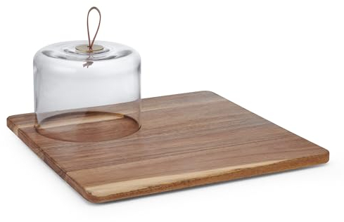 Mikasa Glenwood Quadratisches Servierbrett mit Glasglocke, 35,6 cm