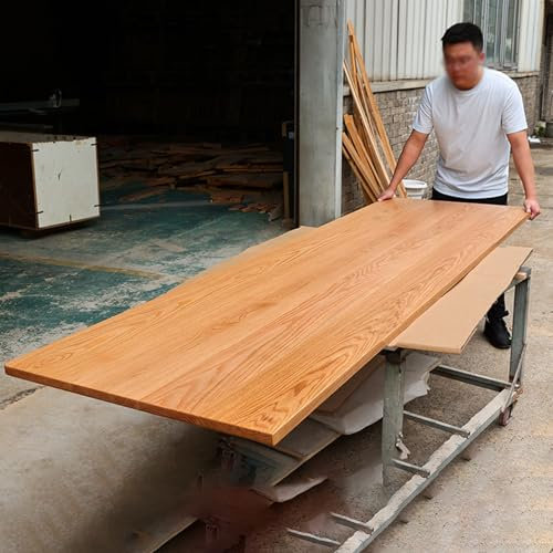 Banco da lavoro rettangolare in legno spesso 2,5 cm, per supporto regolabile per scrivania per computer, ufficio, cucito, studio, piano di lavoro in rovere chiaro, 140 cm x 60,9 cm