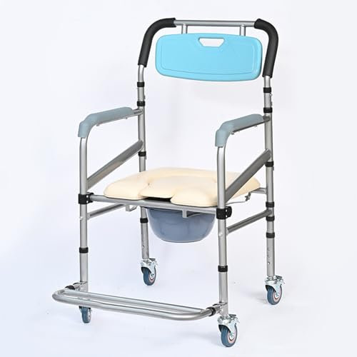 Toilettenstühle,Toilettenrollstuhl Höhenverstellbar,Toilettenstuhl Mit Rollen,Duschstuhl Für Senioren,Toilettenstuhl Fahrbar Für Kranke,Ältere,Behinderte Und Schwangere,Bis 100 Kg Belastbar B