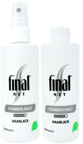 Final NET Starker Halt – Glanzspray für Haare, Haarspray Damen, Haarspray Herren, Haarlack Pumpspray für alle Haartypen, Haarspray unparfümiert, Frisör Produkte, Set – 125 ml + 125 ml Austauschflasche