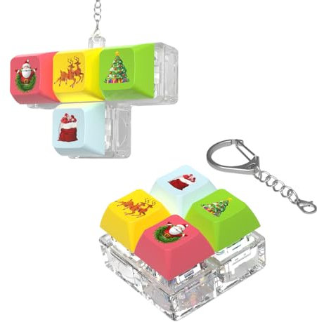 Christmas Fidget Toys Keyboard Keyboard Button Keycap Fidget Keychain 4 Keys Keyboard Decompression Toys Keyboard Keychain Toys Finger Keyboard Caps Toy for To Relief Stress Pass The Time (2pcs)