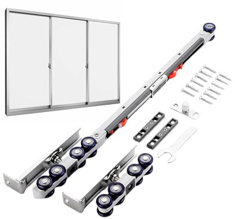 Kit De Herrajes Para Puerta Corredera De Granero, Kit De Herrajes Para Riel De Puertajuego De Rodillos Para Puerta Corrediza De Madera | Kit De Herrajes Para Puertas Fáciles De Instalar Para Puertas D