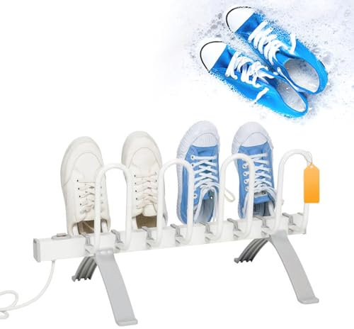 Shoe/Glove/Sock Drying Rack, Removable Heating Boot Rack - Drying in 2-4H, 45-55℃ Constant Temp, 4-Pair Shoes Capacity, Portable Silent Shoe Dryer Warmer for Home/Travel Use
