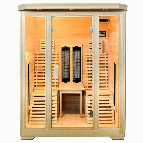 Infrarotkabine Göteborg für 2 Personen – Hemlock-Holz, Tiefenwärmestrahler, Bluetooth-Soundsystem, Farblichttherapie, Aromatherapie, Ozondesinfektion – Platzsparend & energiesparend